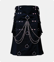 Black-Fashion-Utility-Kilt-with-Decorated-Apron