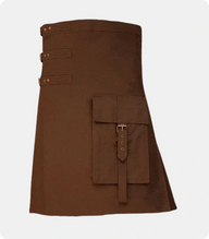 Brown-Utility-Kilt-with-Fastening-Straps-and-Pocket