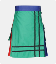 Fashion-Blue-and-Orange-Utility-Kilt-with-Green-Apron