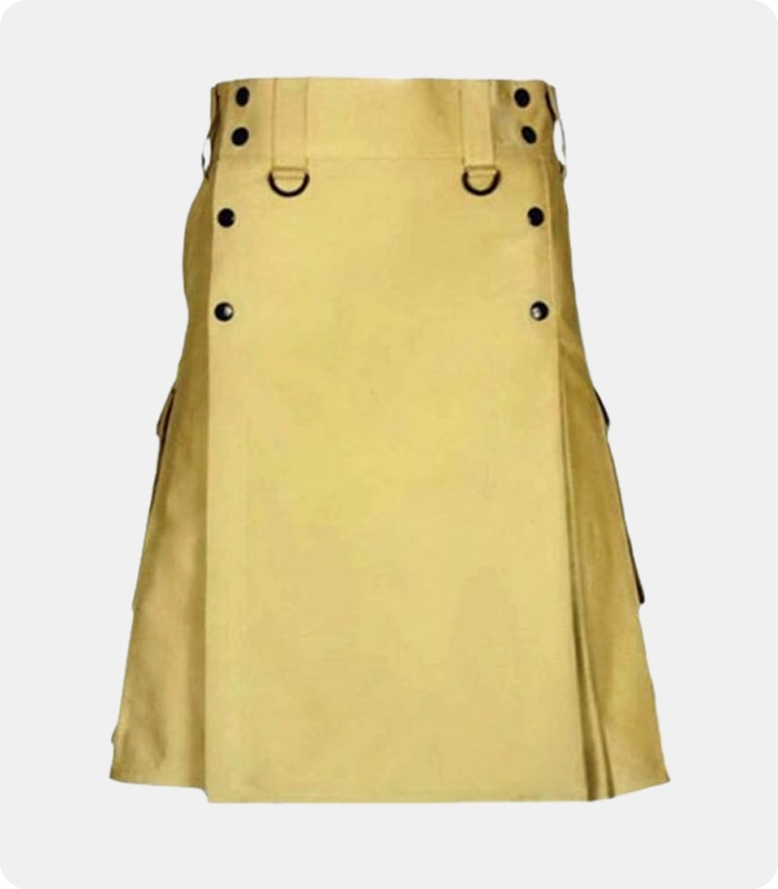 Men's-Khaki-Utility-Kilt-with-Slant-and-Flap-Pockets