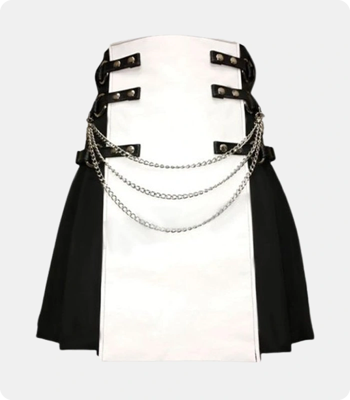 Men's-White-And-Black-Gothic-Hybrid-Kilt