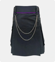 Black-Utility-Kilt-with-Purple-Piping