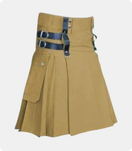 Khaki-Utility-Kilt-with-Flap-Pockets