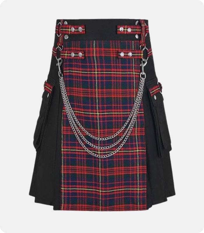 Stylish-Black-Gothic-Kilt-with-Chains