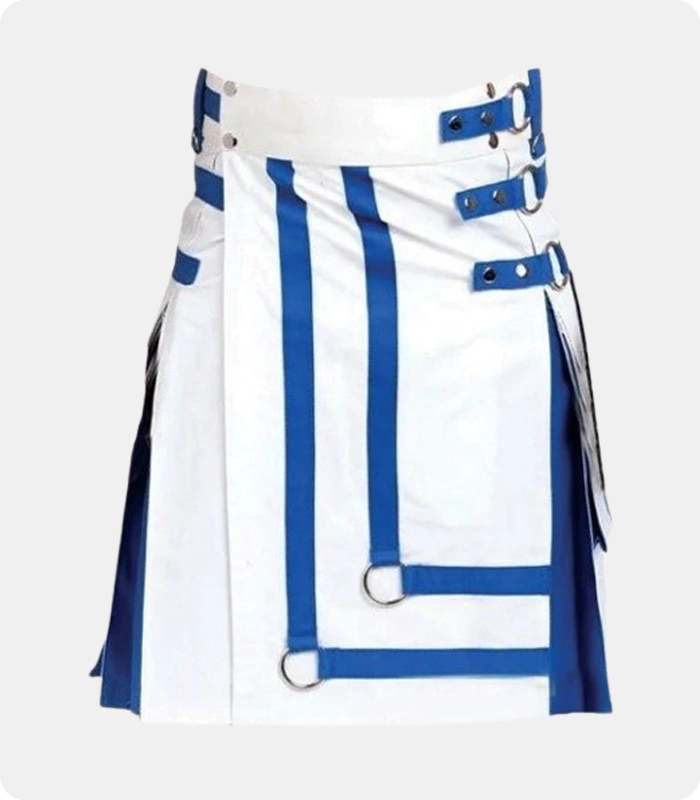 White-and-Blue-Hybrid-Utility-Kilt-with-Decorated-Front