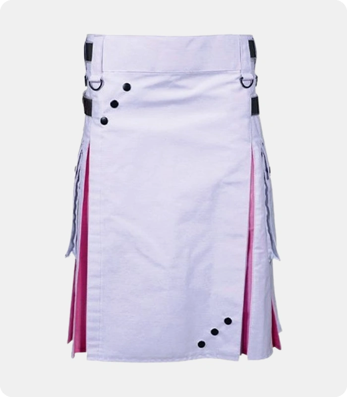 White-and-Pink-Hybrid-Kilt-with-Leather-Straps