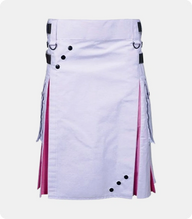 White-and-Pink-Hybrid-Kilt-with-Leather-Straps