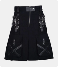 Black-Gothic-Utility-Kilt-with-Leather-Straps