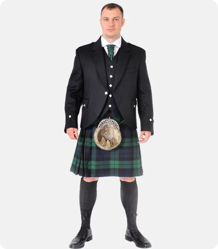 8 Yard Black Watch Kilt Full Highland Dress Package