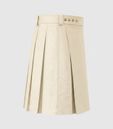 Plain Beige Cream Leather Kilt