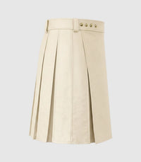 Plain Beige Cream Leather Kilt