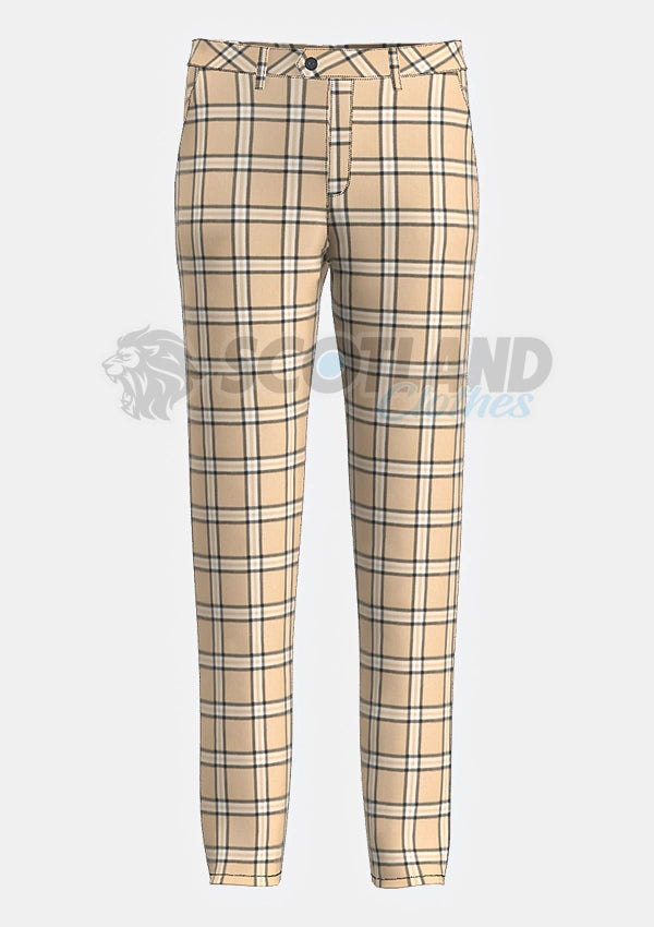 Beige Tartan Trouser