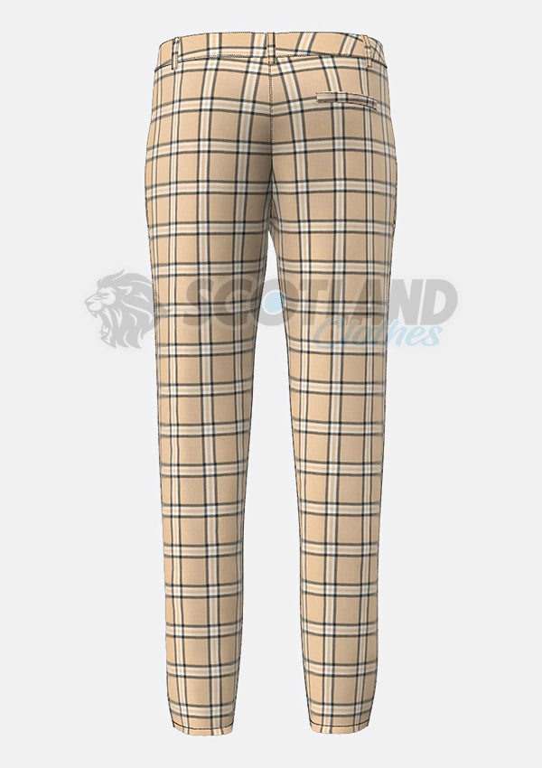 Beige Tartan Trouser Back