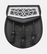 Black Leather Celtic Interweave Plate Sporran