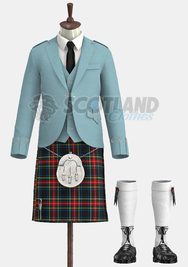 Black Stewart Tartan Argyle Outfit