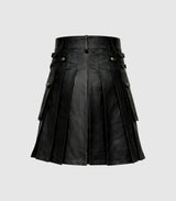 Black Leather Kilt Back