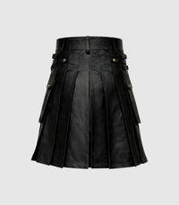 Black Leather Kilt Back
