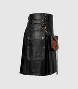 Black Leather Kilt Right Side