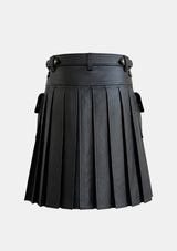 Black Leather Kilt Back