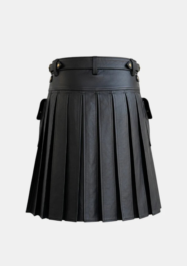 Black Leather Kilt Back