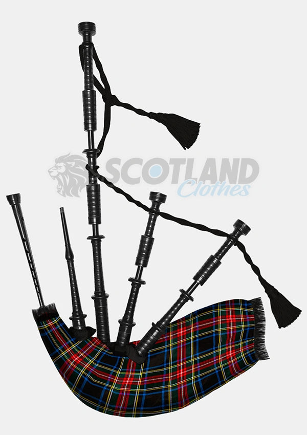 Black Stewart Tartan Bagpipe