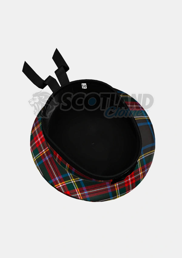 Black Stewart Tartan Balmoral Hat Back Side