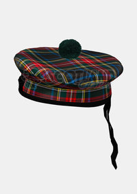Black Stewart Tartan Balmoral Hat Front Side