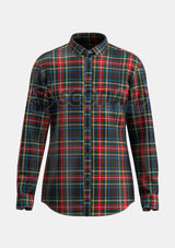 Black Stewart Tartan Shirt Front