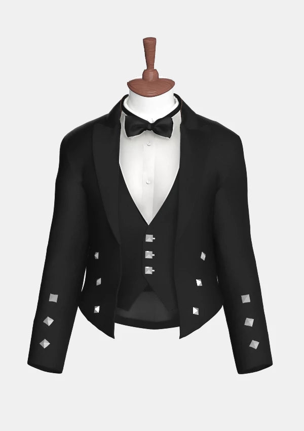 Zwarte Wol Schotse Prince Charlie Jas	
