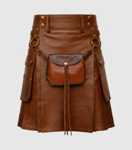 Brown Leather Kilt Front