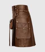 Brown Leather Kilt Left Side