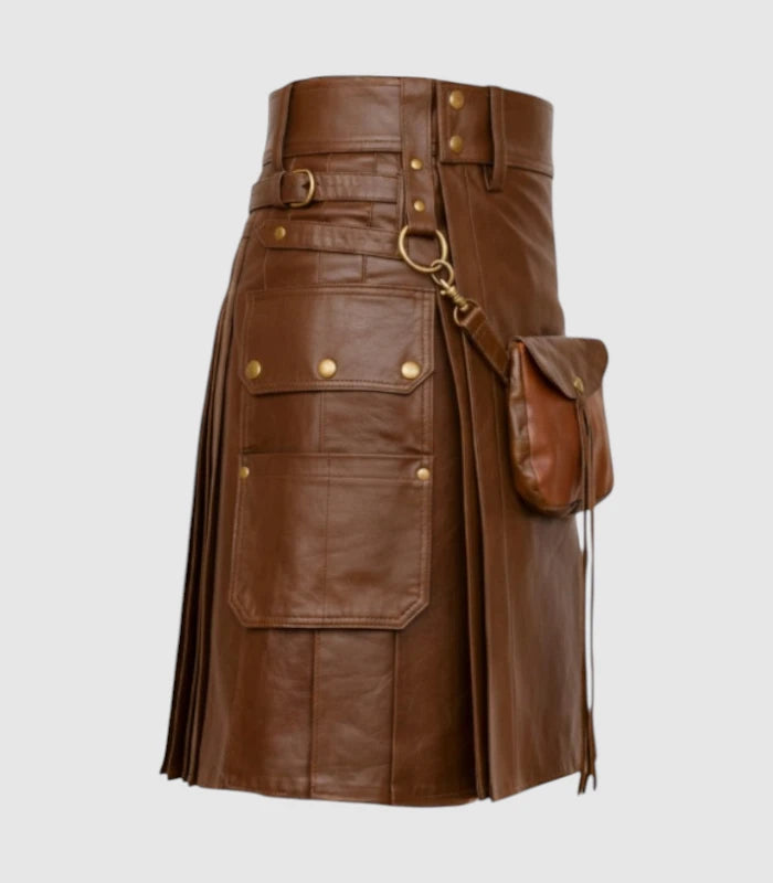 Brown Leather Kilt Right Side