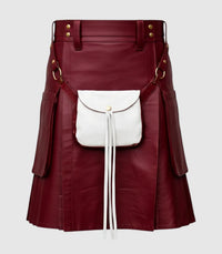 Burgundy Leather Kilt Front