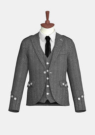 Casual_Light_Grey_Tweed_Argyle_Kilt_Jacket_front_image