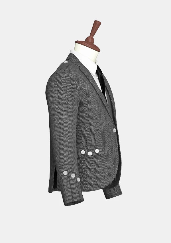 Casual_Light_Grey_Tweed_Argyle_Kilt_Jacket_right_image