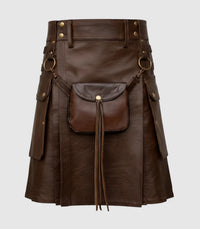 Chocolate Brown Leather Kilt Front