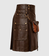 Chocolate Brown Leather Kilt Right Side