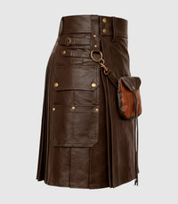 Chocolate Brown Leather Kilt Right Side