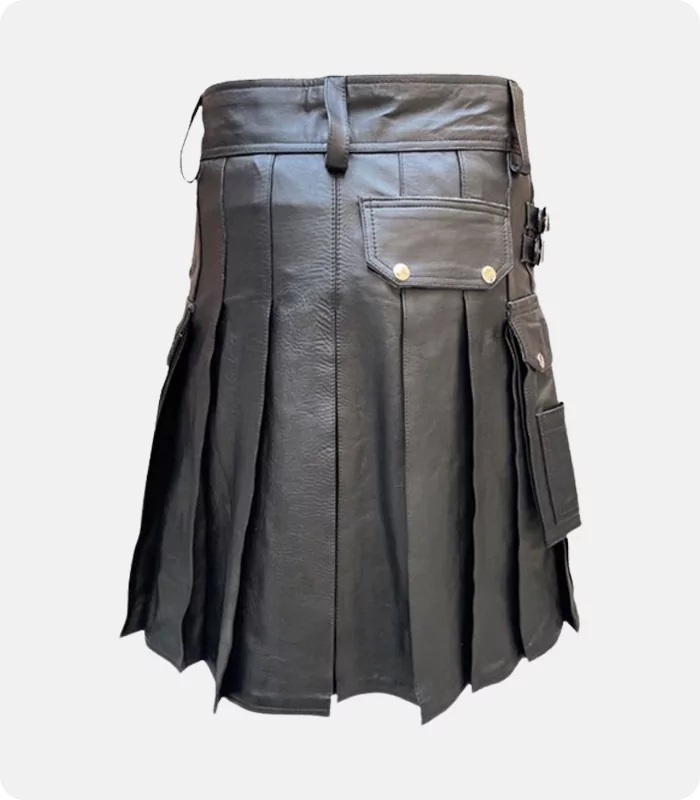 Hand Made Genuine Black Leather Kilt Back