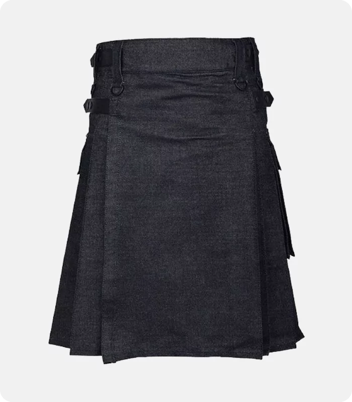 Custom Made Active Men Denim Utility Kilt