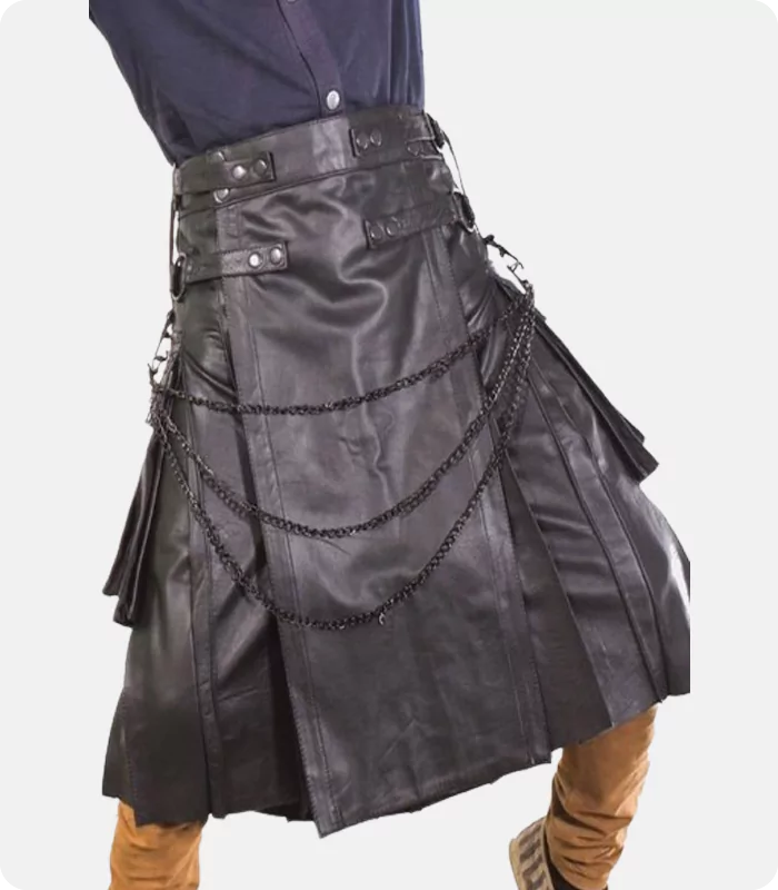 Custom Made Beautiful Scottish Pride Leather Kilt Front