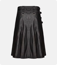 Custom Made Black Leather Gothic Kilt Back