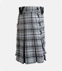 Custom Made Box Pleated Grey Hamilton Modern Kilt Side