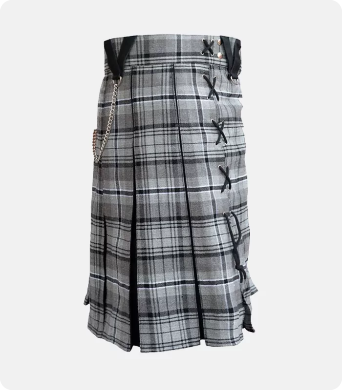 Custom Made Box Pleated Grey Hamilton Modern Kilt Side