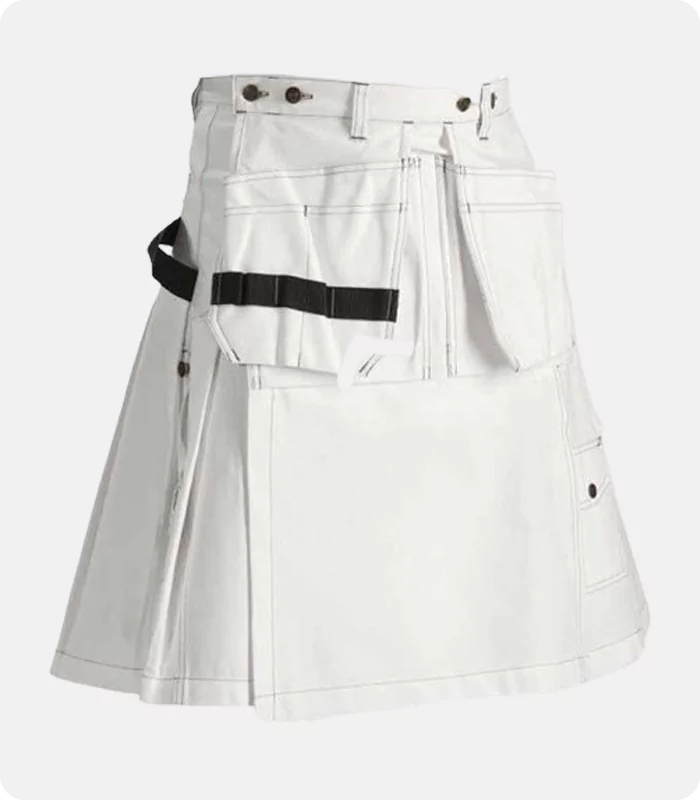 Custom Made Carheartt White Work Utility Kilt Side