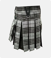 Custom Made Modern Grey Box Pleated Hybrid Kilt Back