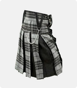 Custom Made Modern Grey Box Pleated Hybrid Kilt Side