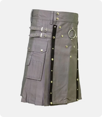 Custom Made Modern Grey Utility Kilt Right Side