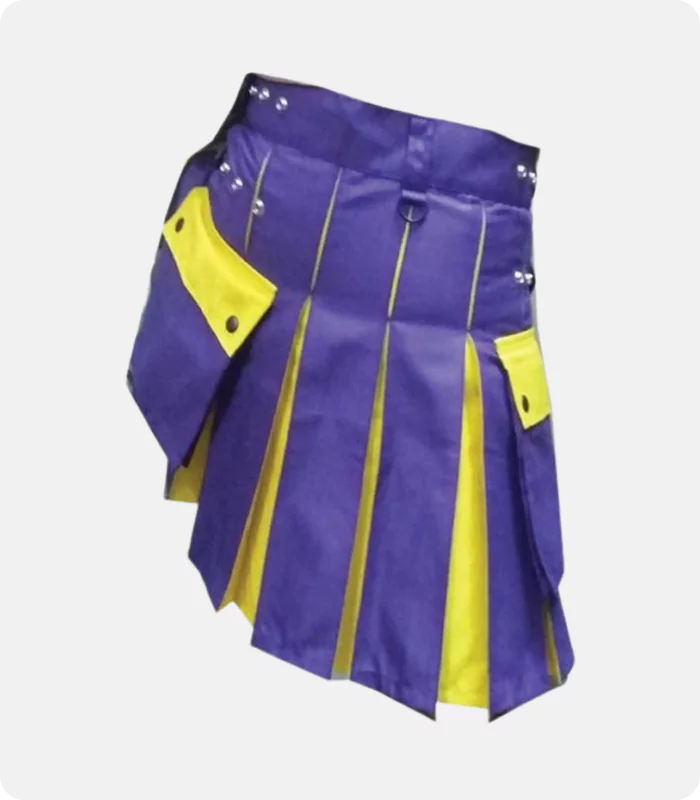 Custom Made Modern Two Tone Kilt Blue and Yellow Right Side