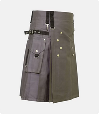 Custom Made Scottish Active Men Grey Utility Sports Kilt Side